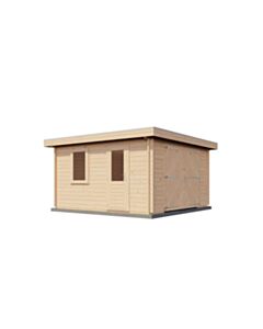 Blockhaus Hoyerswerda mit Garagentor 400x400cm