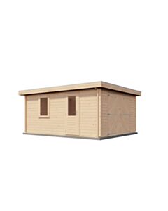 Blockhaus Dorsten mit Garagentor 400x500cm