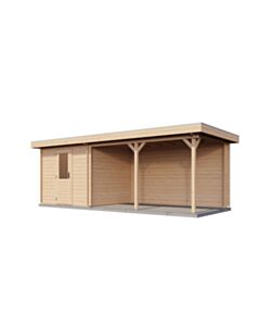 Blockhaus Ansbach mit Vordach 250x250cm + 400cm