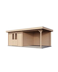 Blockhaus Bayreuth mit Vordach 300x300cm + 300cm