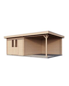 Blockhaus Bielefeld mit Vordach 300x400cm + 300cm