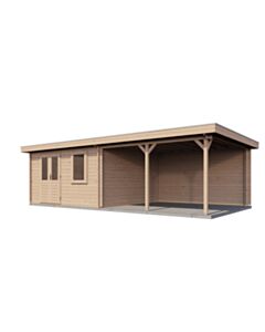 Blockhaus Düren mit Vordach 400x400cm + 400cm
