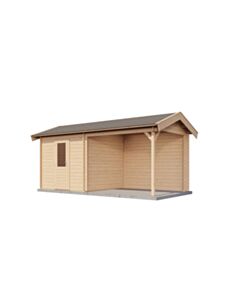 Blockhaus Erfurt mit Vordach 250x250cm + 300cm