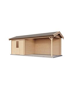 Blockhaus Erlangen mit Vordach 250x250cm + 400cm