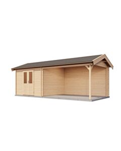 Blockhaus Fürstenfeldbruck mit Vordach 300x300cm + 400cm