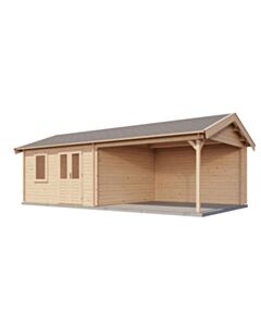 Blockhaus Halberstadt mit Vordach 400x400cm + 400cm