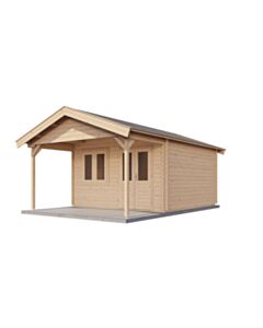 Blockhaus Herford mit Vordach 400x400cm + 200cm