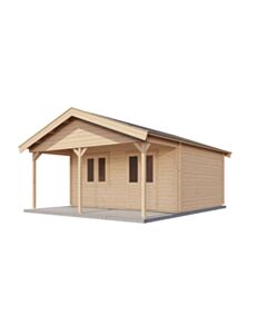 Blockhaus Hof mit Vordach 500x400cm + 200cm